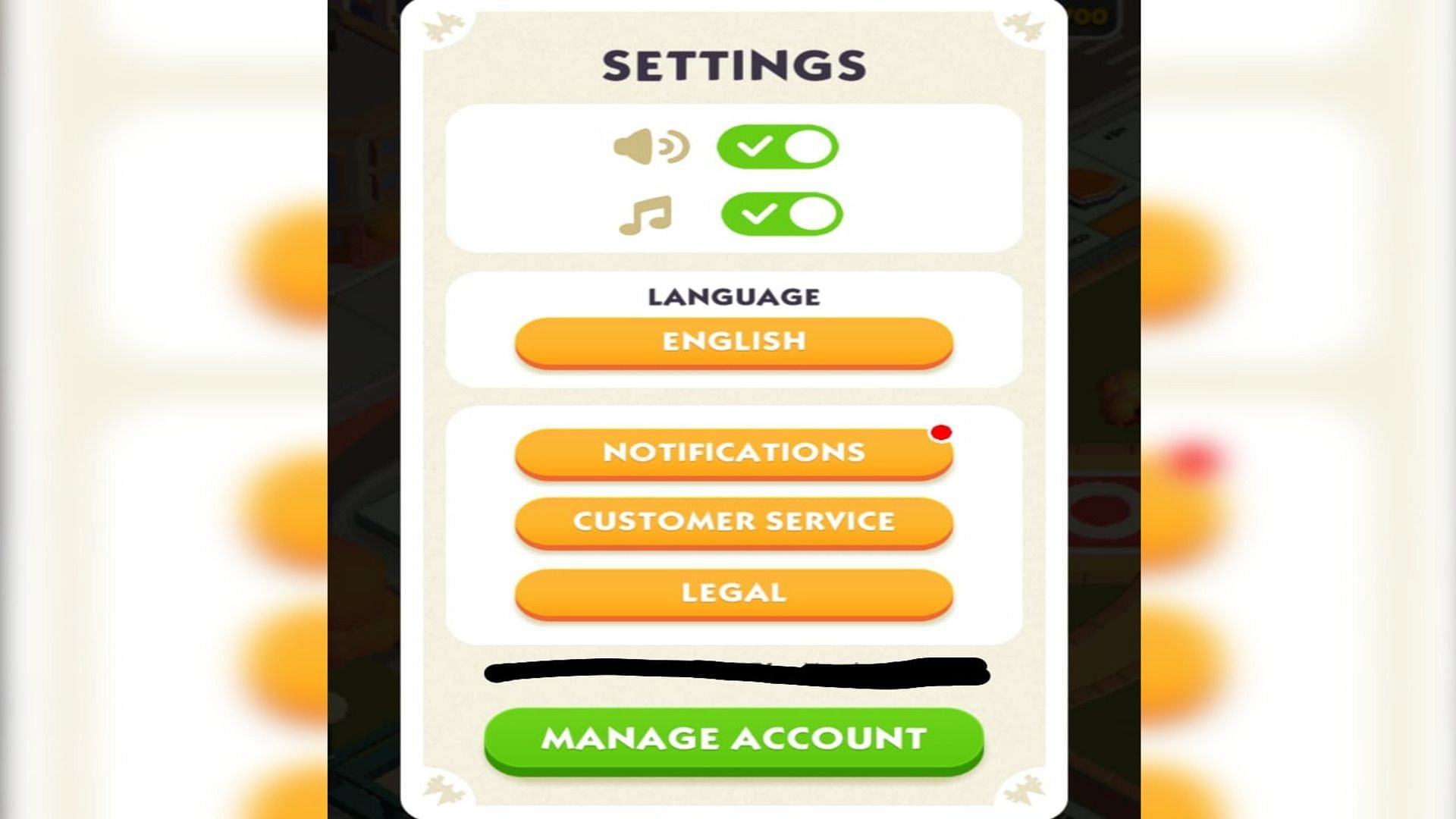 Select 'Manage Account' to proceed (Image via Scopely)